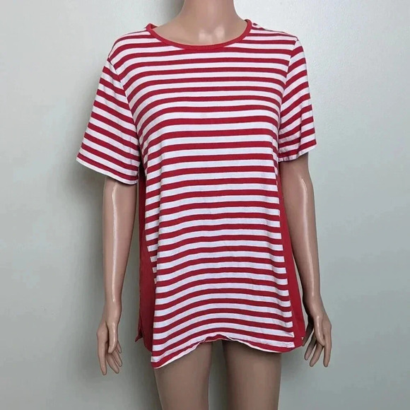 Blair Tops - 3/$20 Blair Women's Red White Striped Short Sleeve Tee Size L Cotton Blend